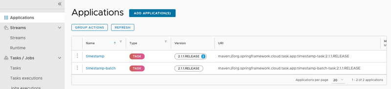 Registering Task Applications with multiple Versions Registering Task Applications with multiple Versions